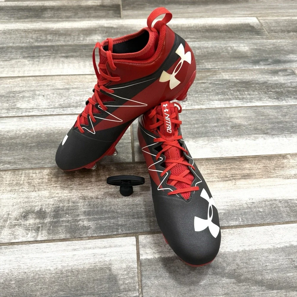 Under Armour‎ Nitro Mid SMS Sample Red Football Cleats 1269717-061 Sz 13 New